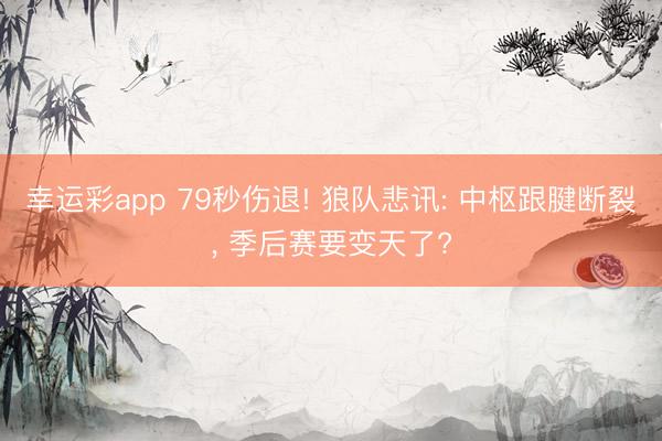 幸运彩app 79秒伤退! 狼队悲讯: 中枢跟腱断裂, 季后赛要变天了?